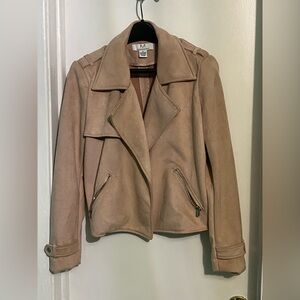 Magaschoni Pink Leather Jacket with Zip Accents